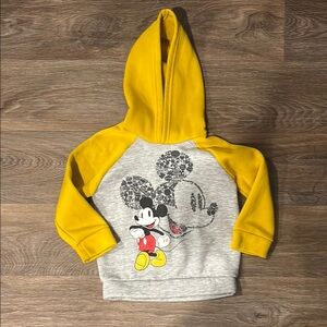 Disney Kids Hoodie with Mickey Mouse in Yellow and Gray